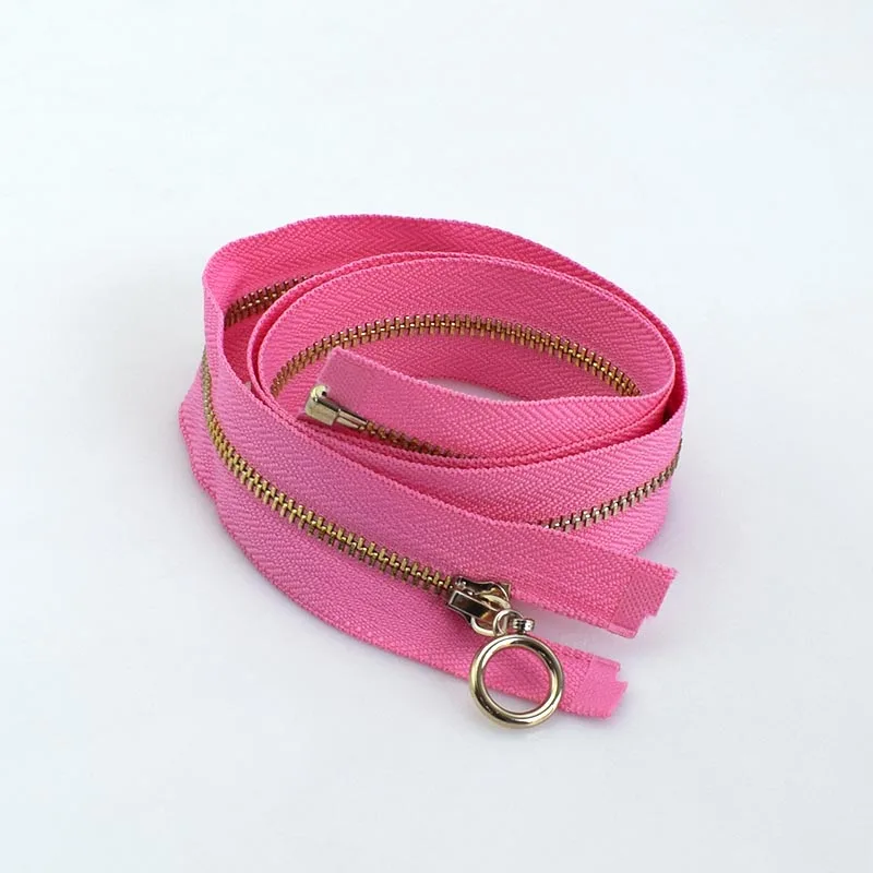 pink Meetee 2/5 шт 3#70 см с металлическими заклепками; туфли-лодочки на молнии, Fermeture застежкой-молнией A Coudre с открытым концом застёжка-молния для шитья DIY аксессуары для одежды KY2135 - Цвет: pink