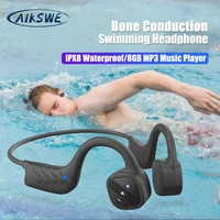 aikswe bone conduction swimming headphone bluetooth wireless earphone 8gb ipx8 waterproof mp3 music player diving sport headset