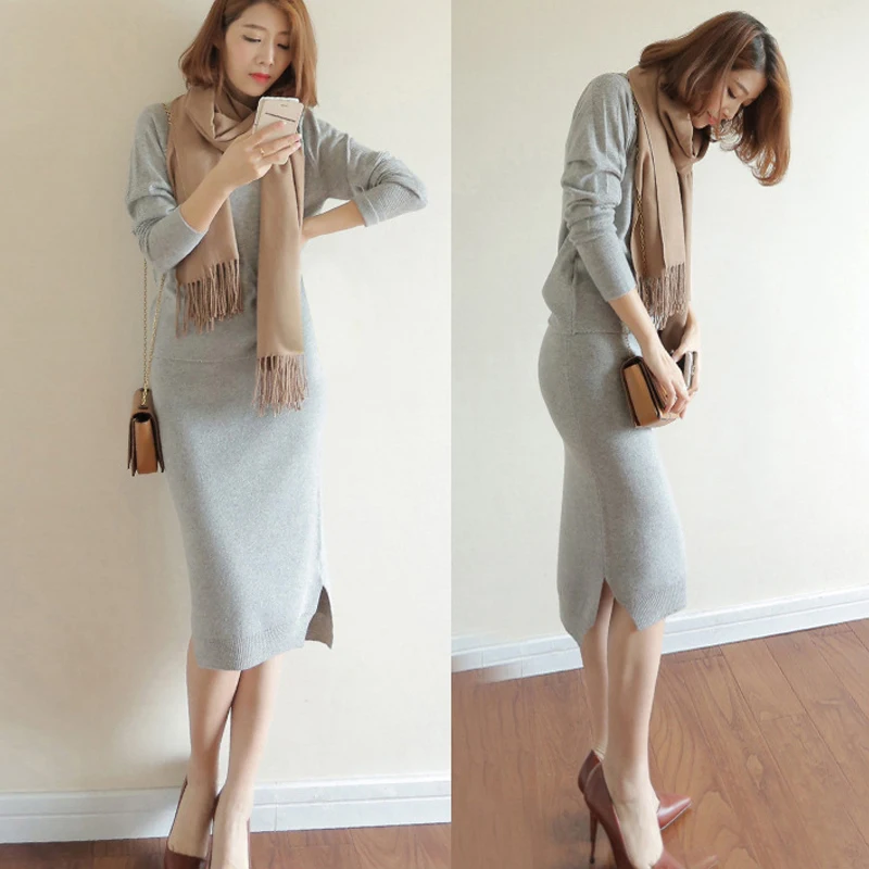Новинка осенний свитер женское платье зимний с длинным рукавом вязаные платья