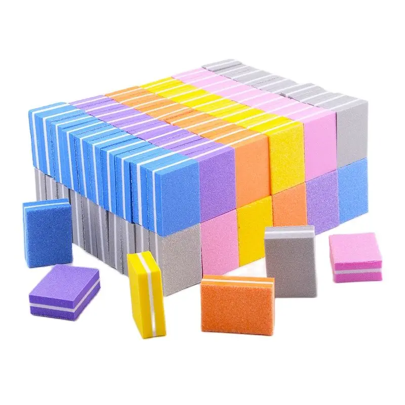 

100pcs/lot Professional Nail File Mini Sponge Nail Sanding Blocks UV Gel Polish Cuticle Remover Manicure Tools Nail Buffer Files