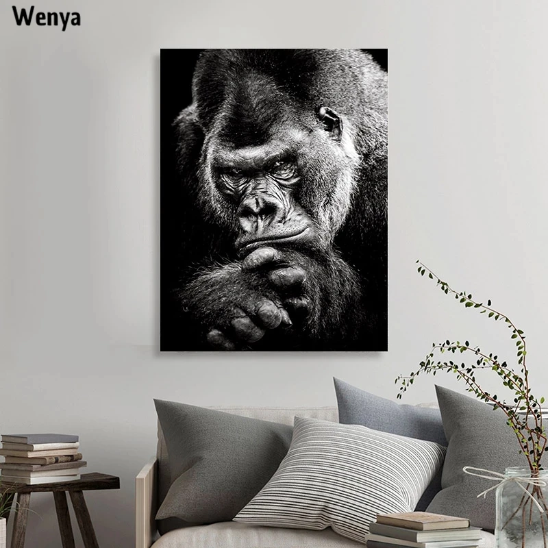 

Ape Monkey Animal Poster Black White Canvas Print Abstract Artwork Art Painting Nordic Wall Picture For Living Room Decoration