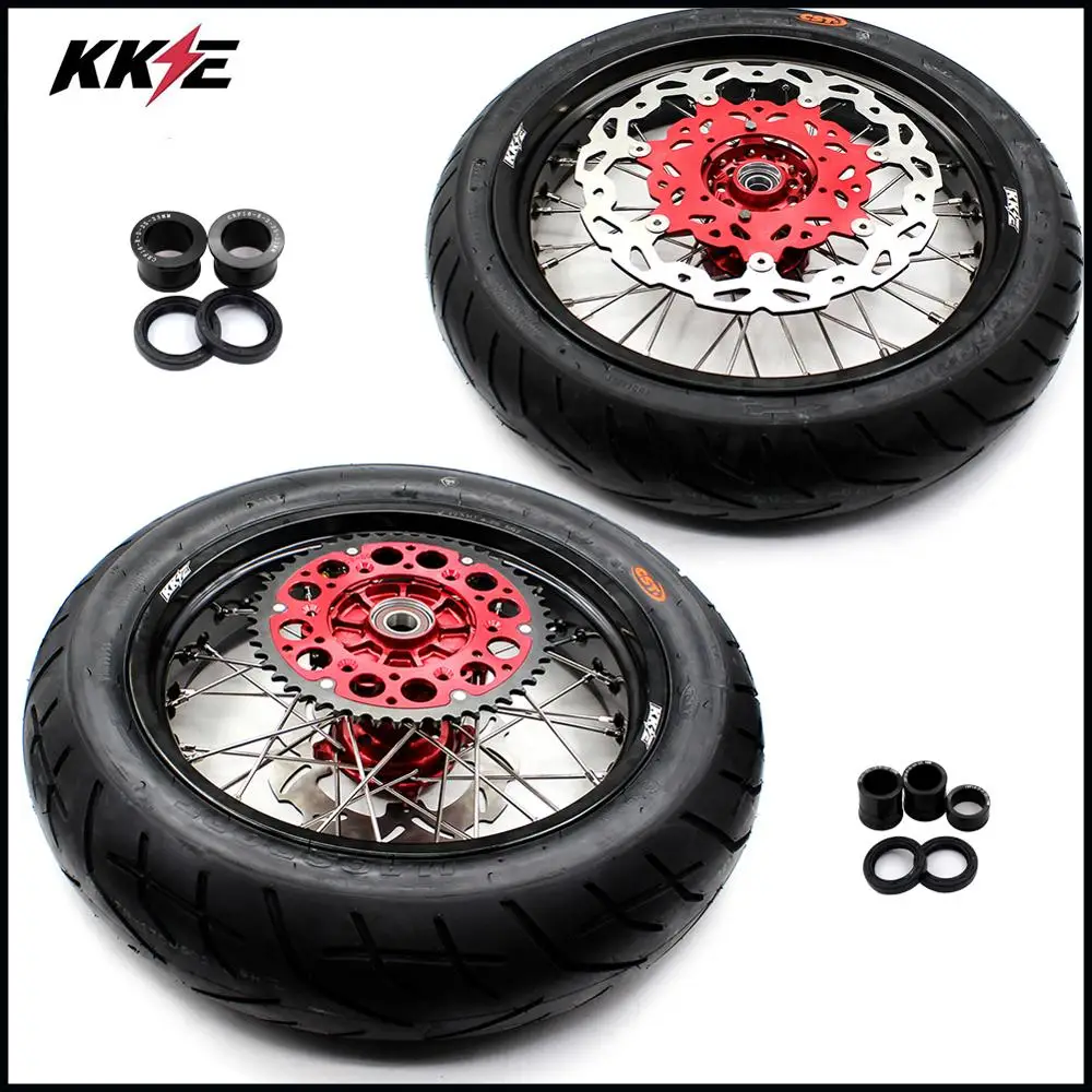 KKE 3,5/4,25 CUSH привод супермото колеса CST шины для HONDA CRF250R 04-13 CRF450R 02-12 44T красная звездочка