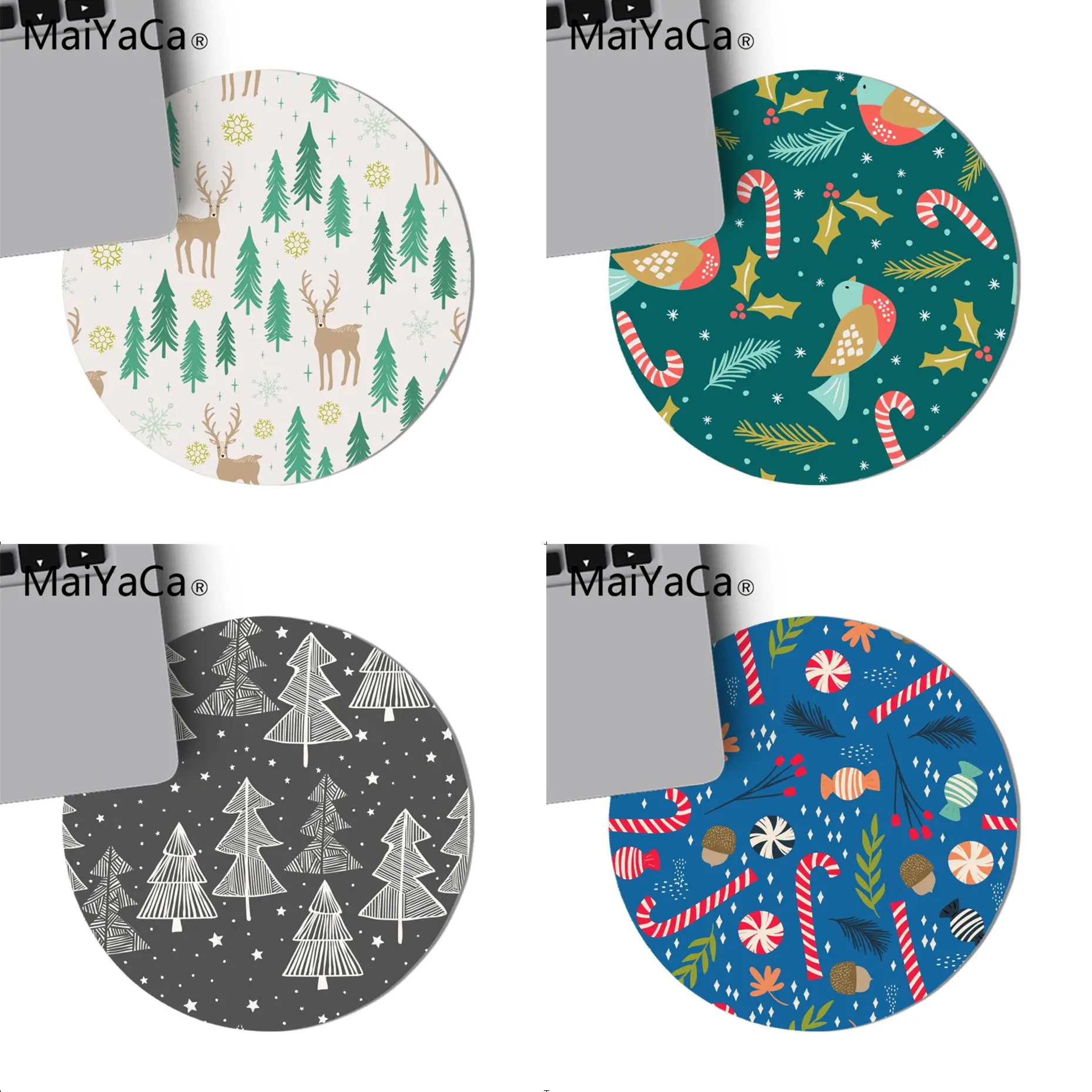 

MaiYaCa In Stocked Elk Christmas Tree Keyboard Gaming MousePads Game Mouse Pad round mouse Mat Anti Slip gaming Mousepad 22x22cm