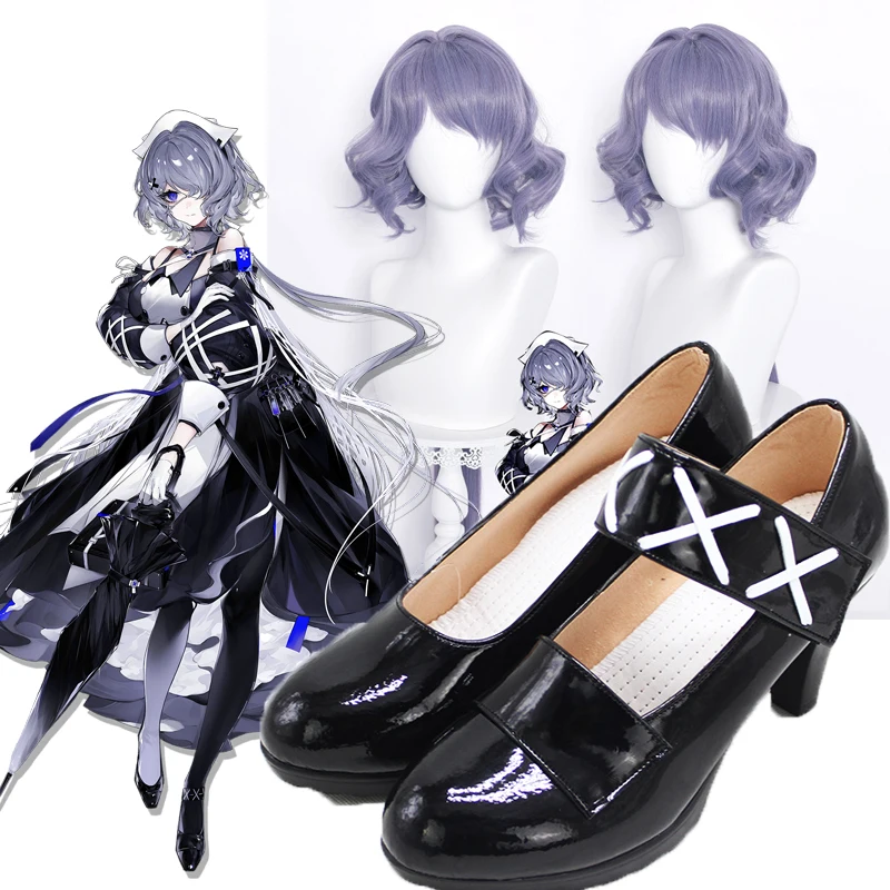 

Game Arknights Whisperain Cosplay shoes boots Long Purple Hair Heat Resistant Synthetic Anime Wig Halloween Party + Free Wig Cap