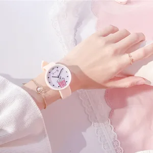 Модные детские часы, милые Креативные Детские часы с циферблатом, милые минималистичные кварцевые наручные часы для девочек, подарок