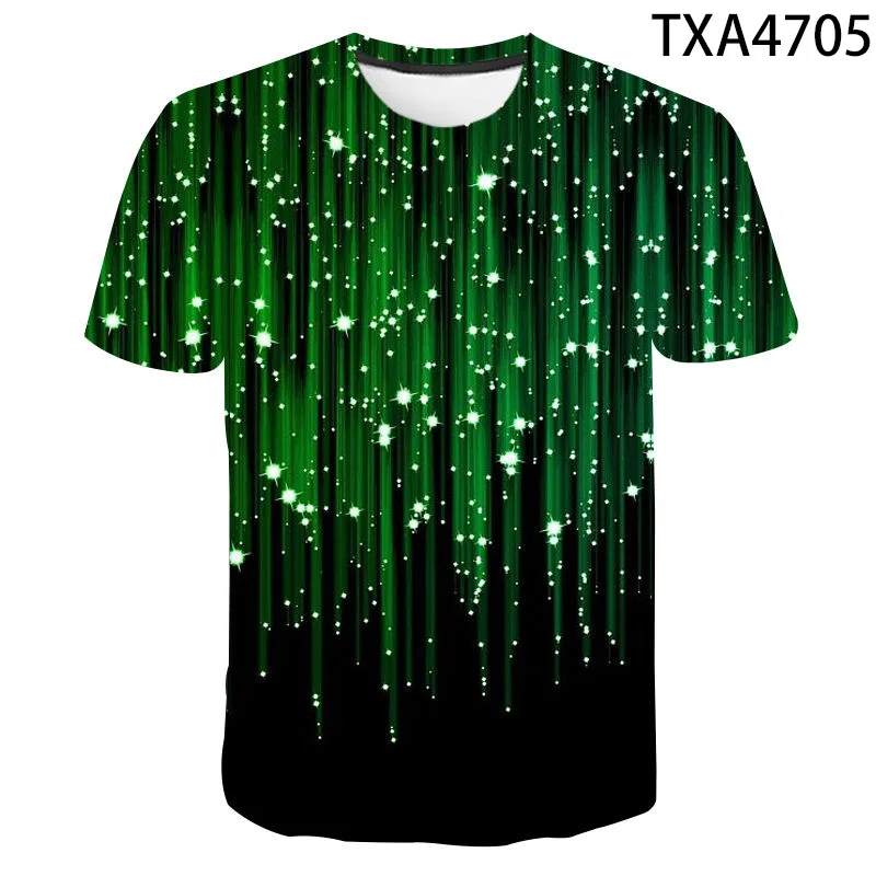 

3D Printed T-Shirts Laser Meteor Shower Design Summer Short Sleeve Boy Girl Kids Fashion Men Women Children Casual Cotton Tops
