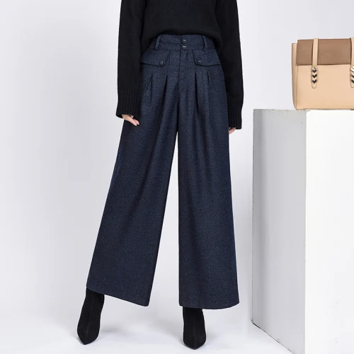 

autumn Winter 2019 Brief Fashion Trousers Casual Pocket Korean Pants Women Zip Plus Size High Waist Palazzo Pants
