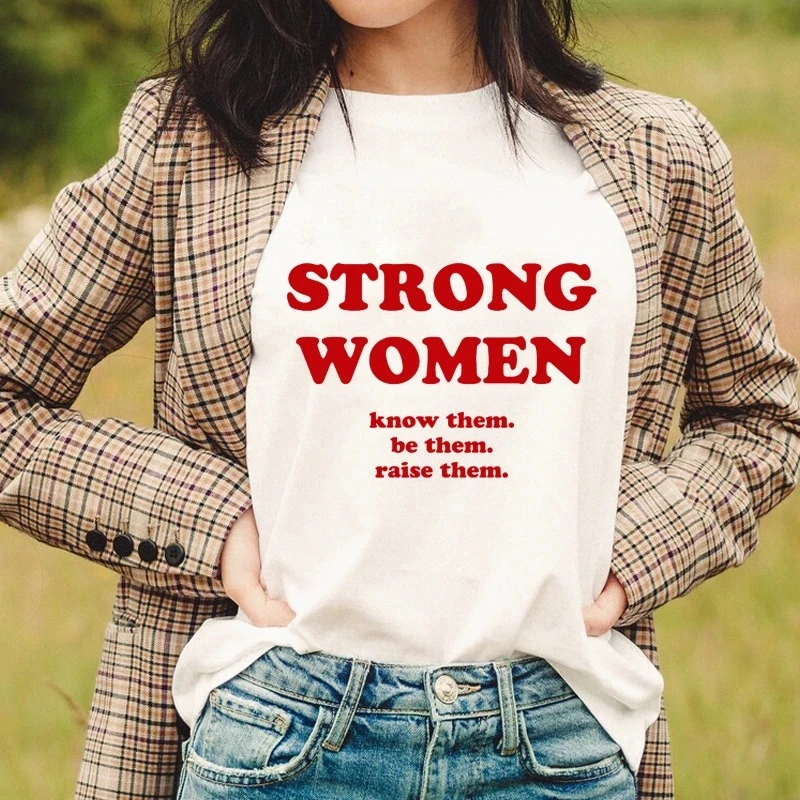 

Summer Casual Fashion Top Strong Women Know Them Letter Print T-shirt Short Sleeve Feminist Empowerment Tee Graphic Shirt Grunge