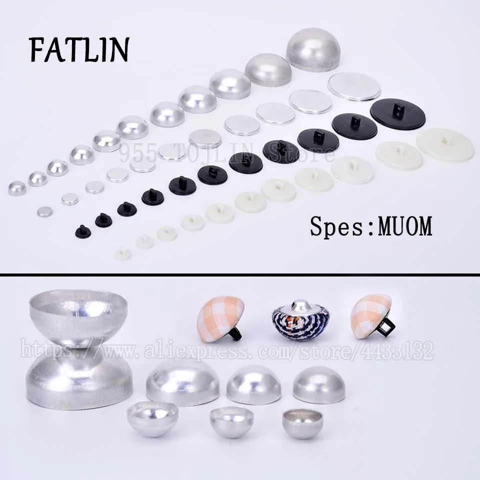 

100sets Mushroom Fabric Covered Cloth Button 16L-44L Plastic Back Aluminium flat Back for Earring/Hair DIY Accessories Clothes