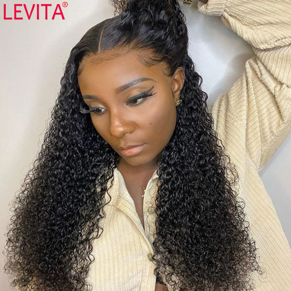 Afro Kinky Curly Human Hair Wig 30 Inch Lace Front Wig Brazilian Lace Frontal Human Hair Wigs For Women Pre Plucked Closure Wig