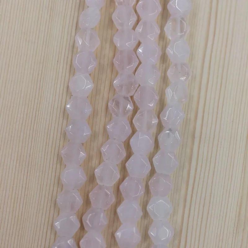 

Fashion 8x8MM Double sided cutting irregular beads Natural Rose Quartz stone 25pcs for Bracelet Necklace jewelry accsories