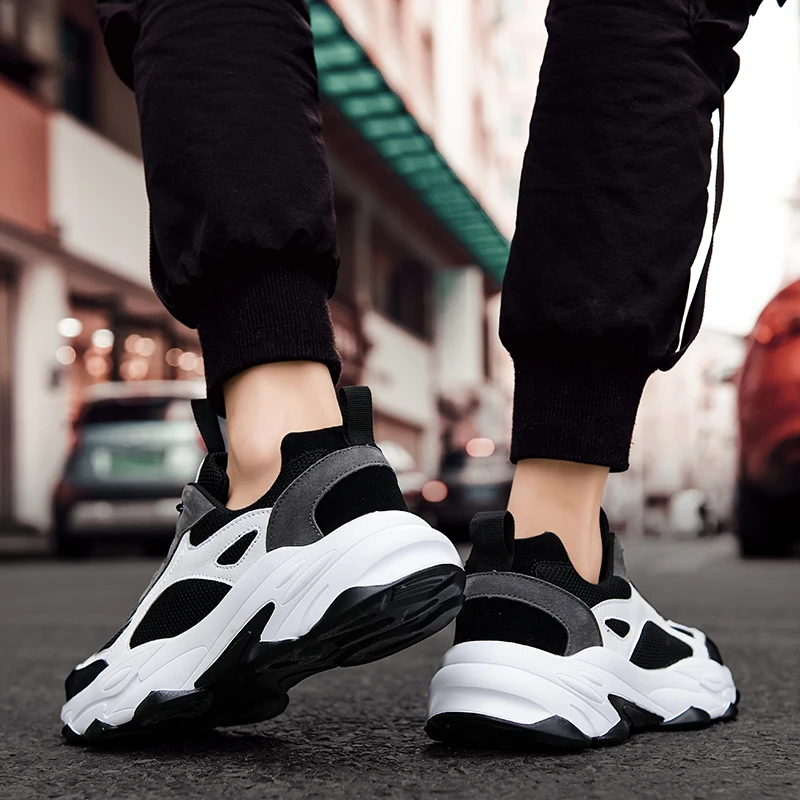 Кроссовки мужские сетчатые на шнуровке дышащие Нескользящие повседневная обувь