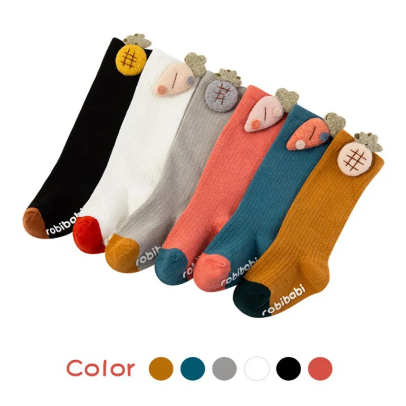 

Autumn and Winter Children's Cartoon Doll Socks Color Matching Over The Knee Socks Newborn Baby Socks Loose Mouth Socks