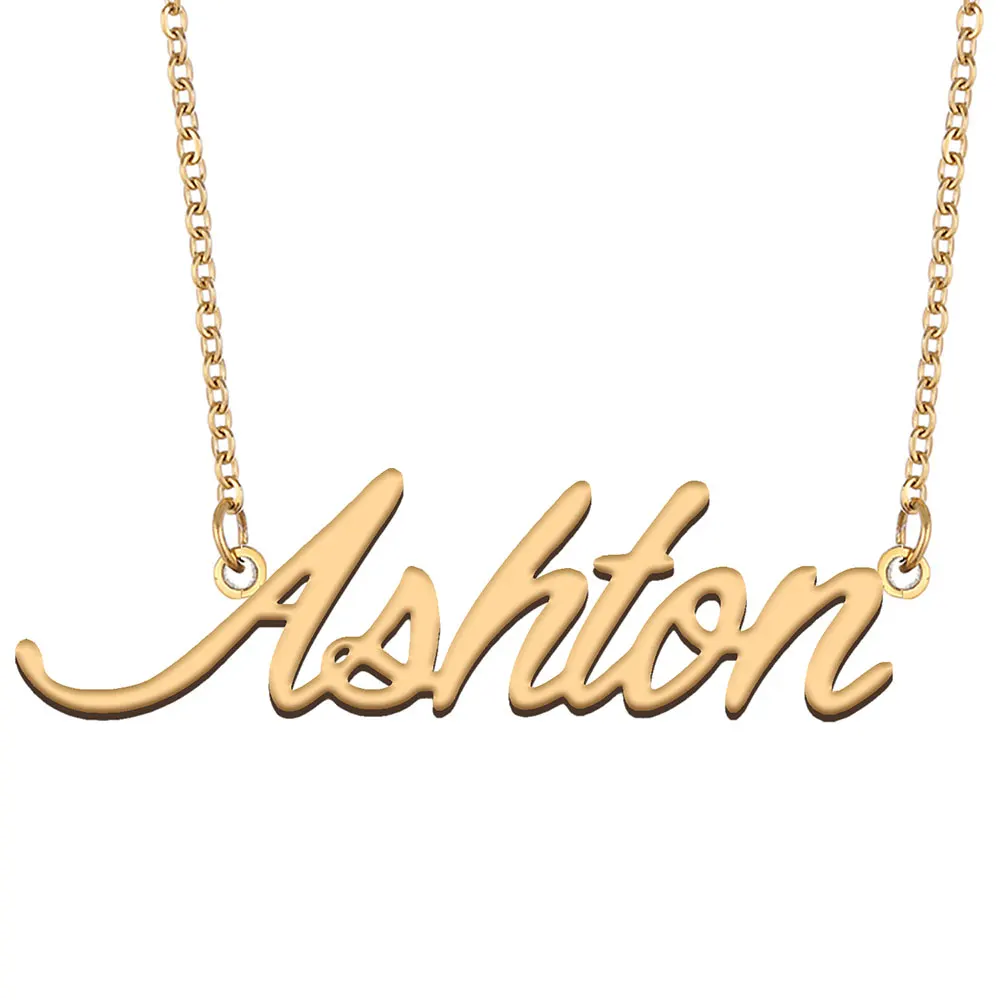 

Ashton Nameplate Necklace for Women Stainless Steel Jewelry Gold Plated Name Chain Pendant Femme Mothers Girlfriend Gift