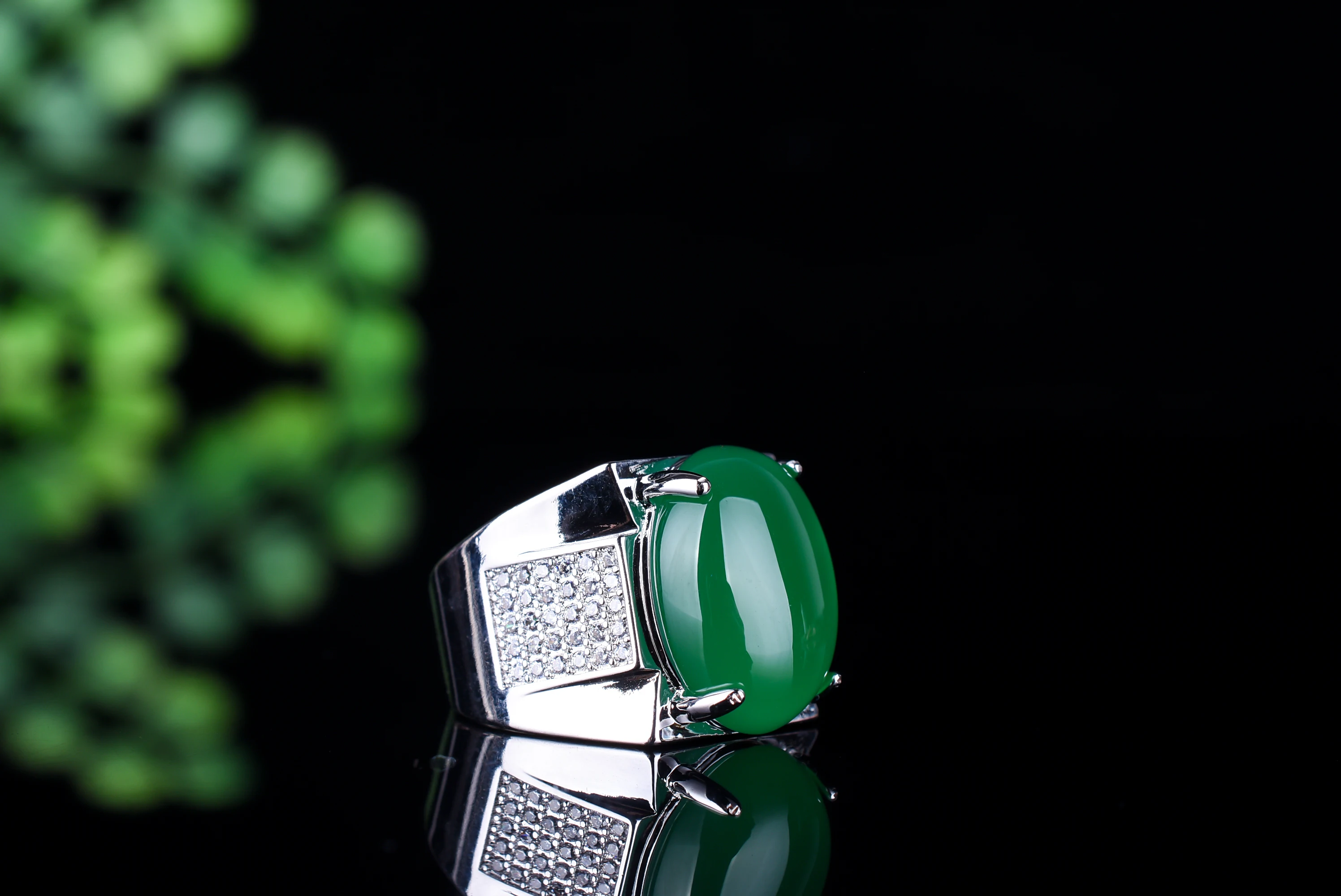 925 Silver Ice Jade Marrow Male Ring Adjustable | Украшения и аксессуары