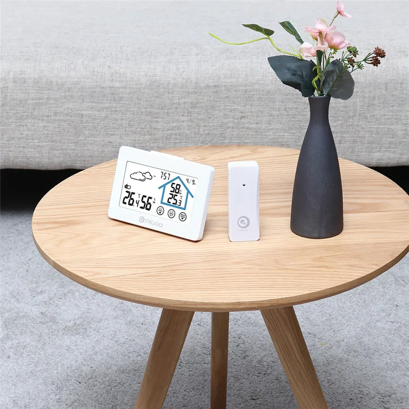 Digoo DG-TH8380 беспроводной термометр гигрометр сенсорный экран Метеостанция термометр Открытый датчик погоды Часы