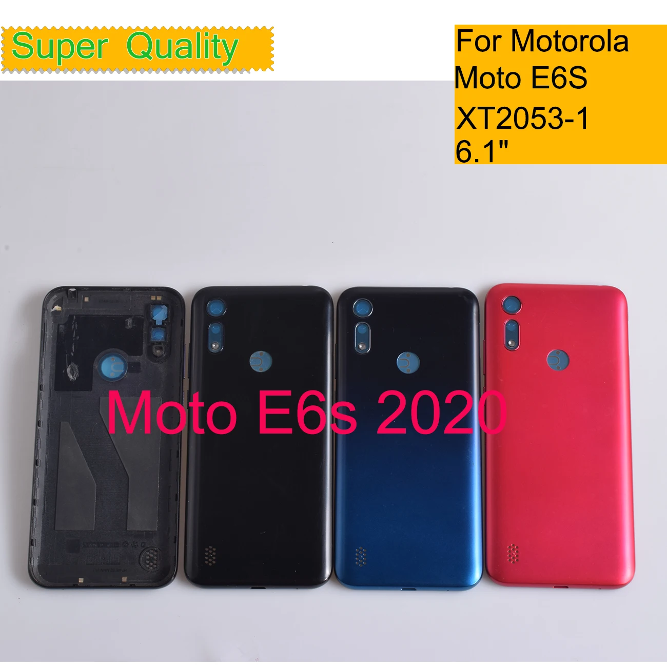 Carcasa de repuesto para Motorola Moto E6s 2020 XT2053-1, carcasa de batería, cubierta trasera, chasis de puerta trasera, XT2053-2, 10 unids/lote