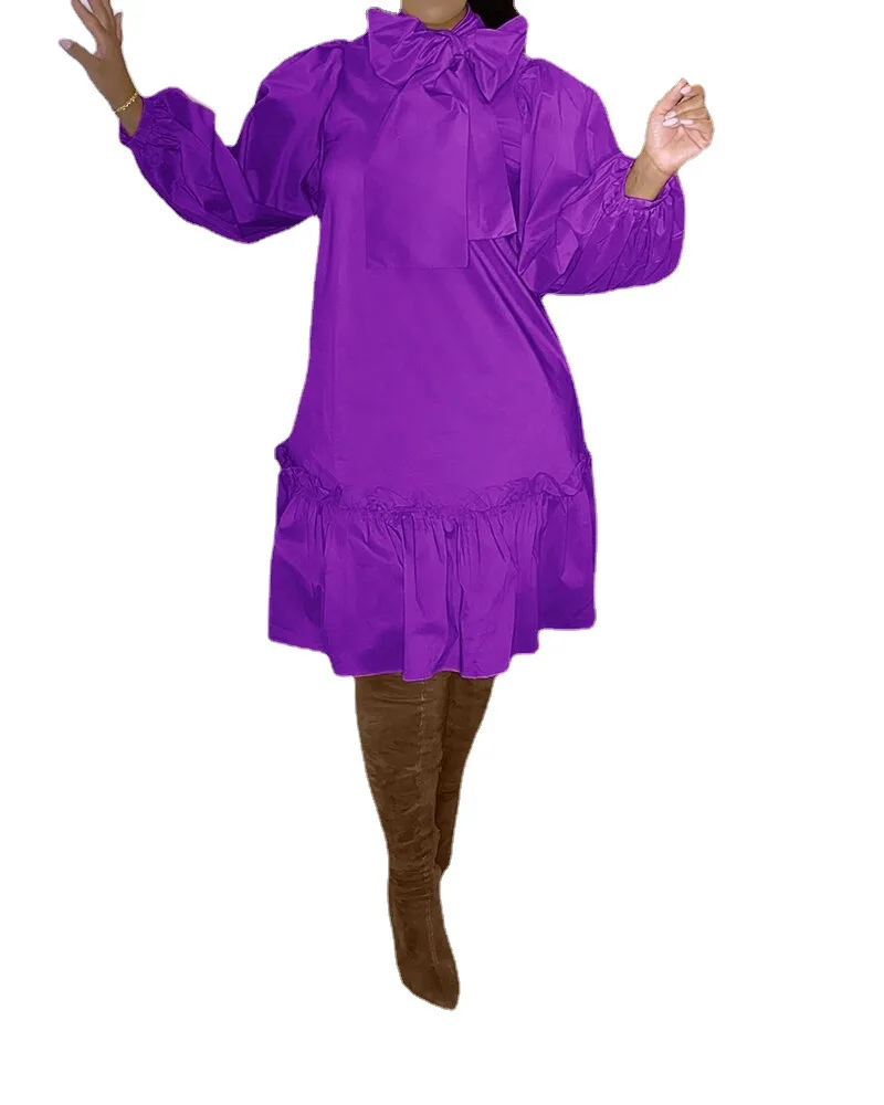 

Женское атласное платье с длинным рукавом, элегантное вечернее платье до середины икры с бантом, праздничный сарафан на шнуровке, 2021