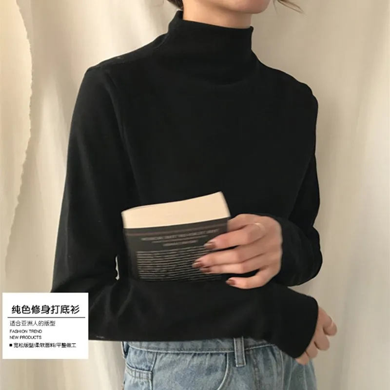 

Turtleneck Bottoming Shirt Women's Autumn and Winter Solid Color Long Sleeve Slim Slimming All-match Thin Top