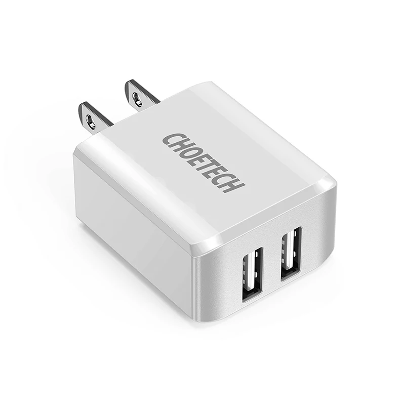 США CHOETECH, 5 В, 2 А, два порта, USB, настенное зарядное устройство для iPhone 11 X XS 8 7, быстрое зарядное устройство для путешествий, адаптер для samsung S10 S9 S8, зарядное устройство для телефона - Тип штекера: США