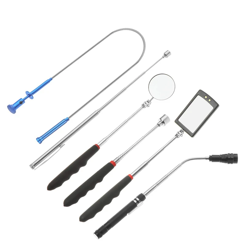 

6Pcs Telescoping Magnetic Pickup Grab Tool Kit For Mechanics, With 20Lb And 1.5Lb Pick Up Rod LED Flashlight