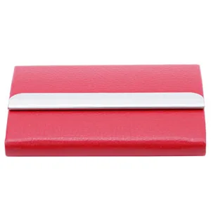 Red Винтажный Унисекс из искусственной кожи Бизнес кредитный держатель для карт из нержавеющей стали модный ID держатель для карт - Цвет: Red