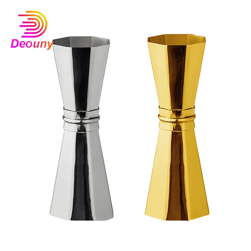 

DEOUNY 1/1.5OZ Jigger Bar Tool Bartender Stainless Steel Octagon Measuring Cocktail Jigger Copper Plated Cup Barman Accesorios