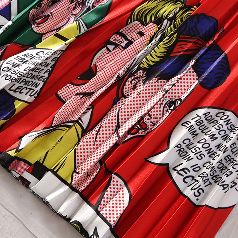 Юбка женская плиссированная средней длины трапециевидная юбка с мультяшным