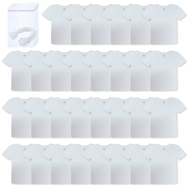 

30 Pcs Sublimation Air Freshener Blanks Car Scented Hanging Felt White Fragrant Sheets with 30 Pieces Bags 15 m Elastic for