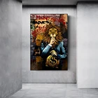 Картина из мультфильма грабитель льва, Картина на холсте сделай движение в тишине, плакаты и принты с львом и деньгами, Картина на холсте, декор для стен, искусство