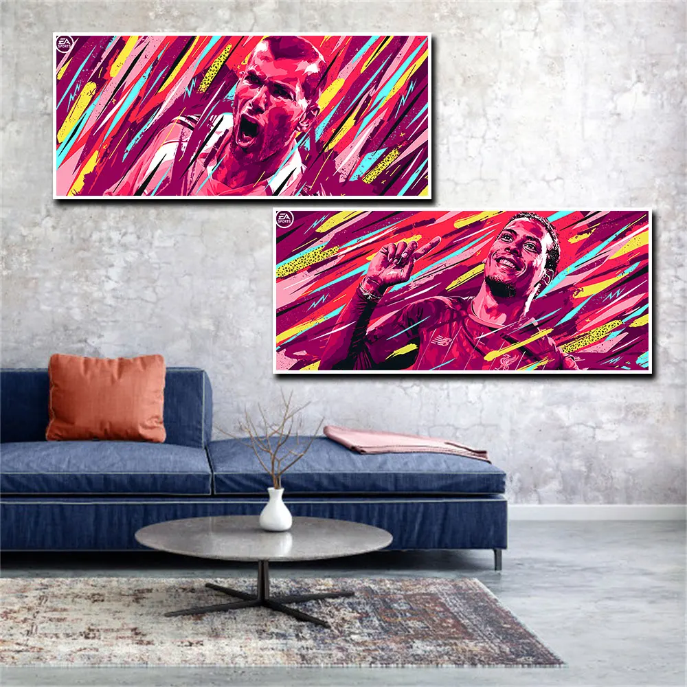 

Graffiti Street Art Canvas Print Soccer Player Nordic Painting Wall Picture For Living Room Home Decor Frameless