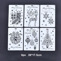 6pc christmas stencil painting template embossing diy decoration accessories sjablonen for scrapbooking office school supplies