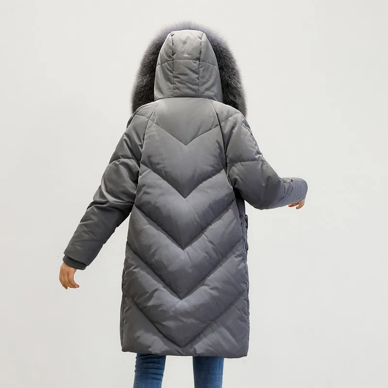 2020 Clothes Women Down Jacket Woman Hooded Long Coats Winter Coat Women Fox Fur Collar Parka Chaqueta Mujer MY1518