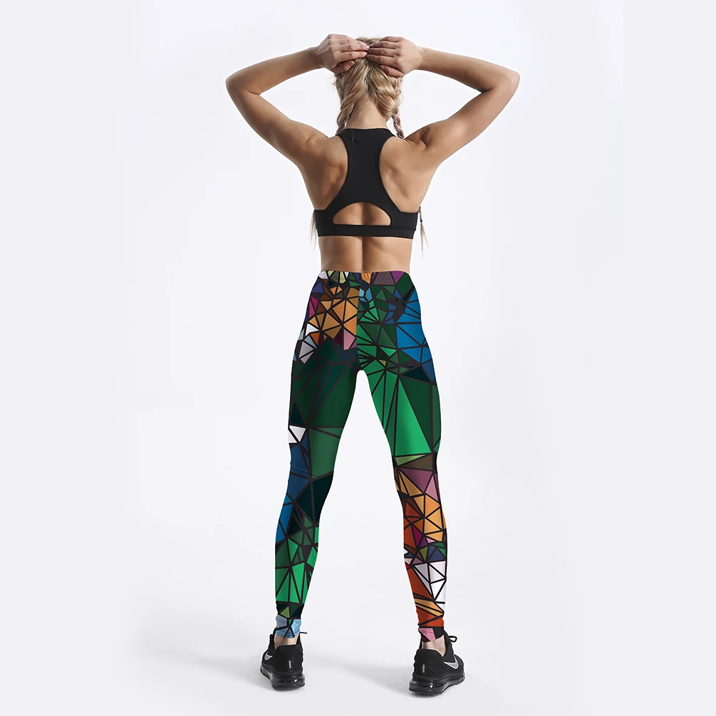 Красочные повседневные новые стильные женские спортивные Леггинсы с принтом