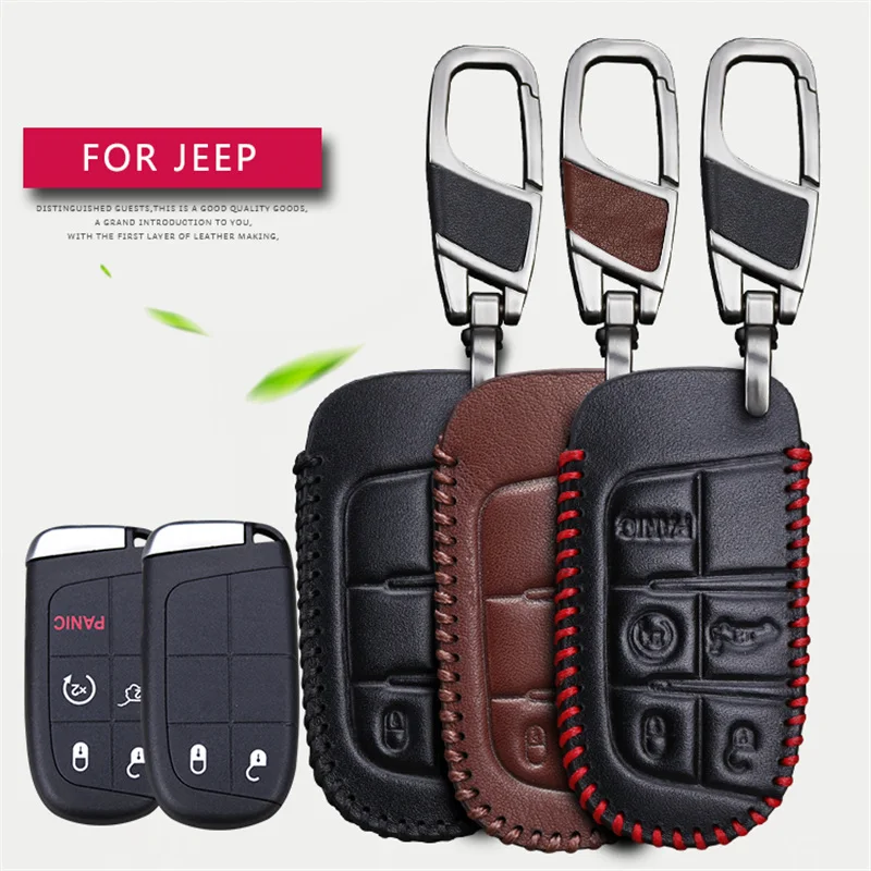 Кожаный чехол для автомобильного ключа Jeep Liberty Grand Cherokee Wk2 Compass Renegade Wrangler JL патриот