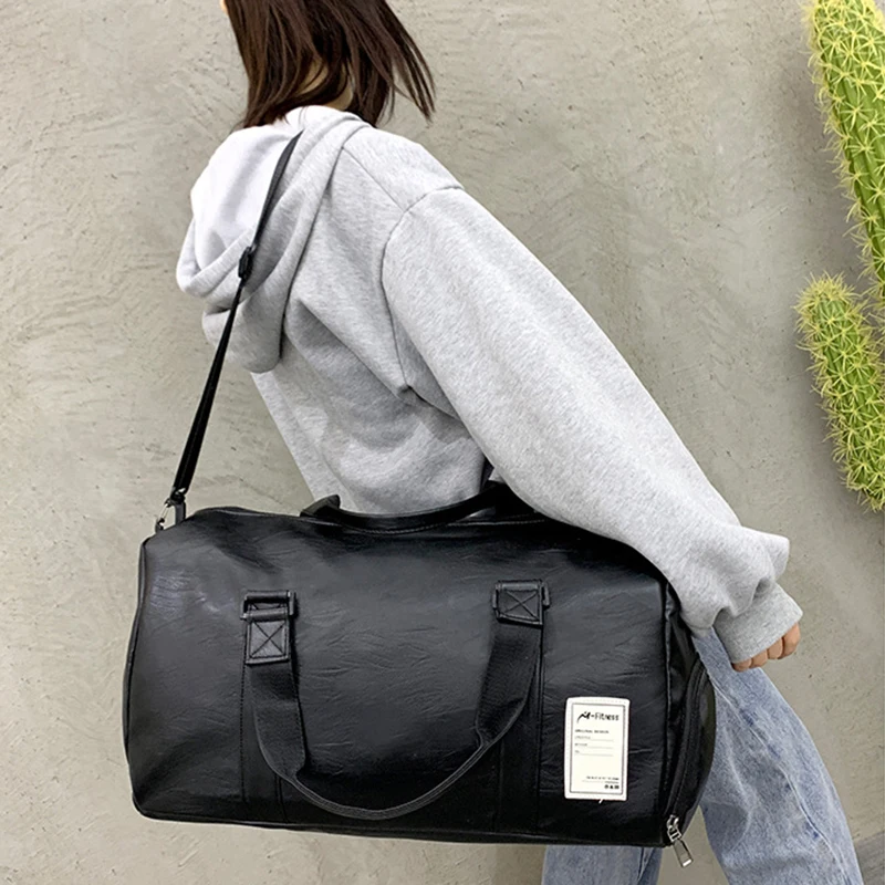 Women's PU Sports Yoga Fitness Bag Large Capacity Travel Training Bag Independent Shoes Warehouse2021