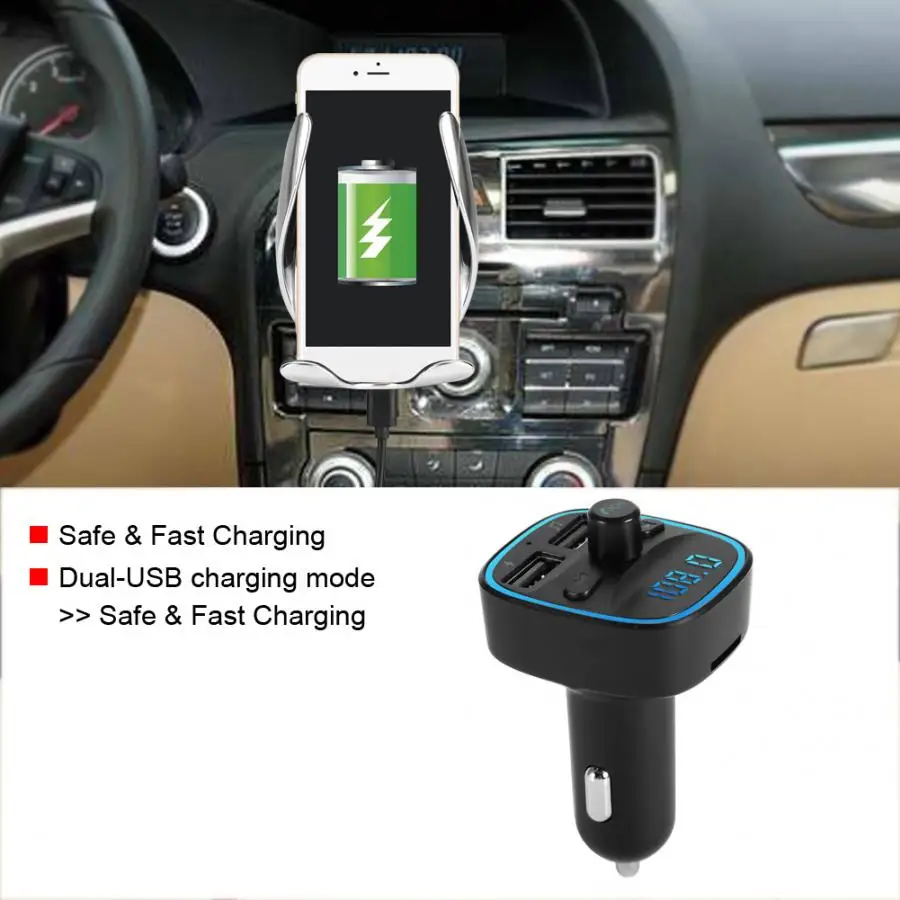 2 usb порта для зарядки автомобиля fm передатчик Bluetooth USB MP3 в режиме реального