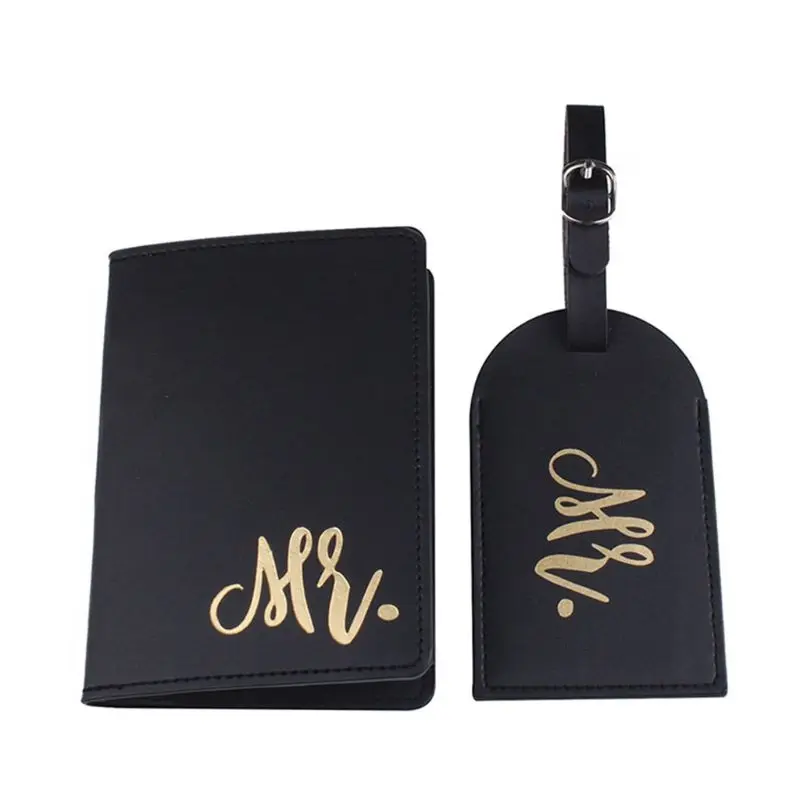 

Portable Mr Mrs Travel Passport Card Cover with Luggage Tags Holder Protector L9BE