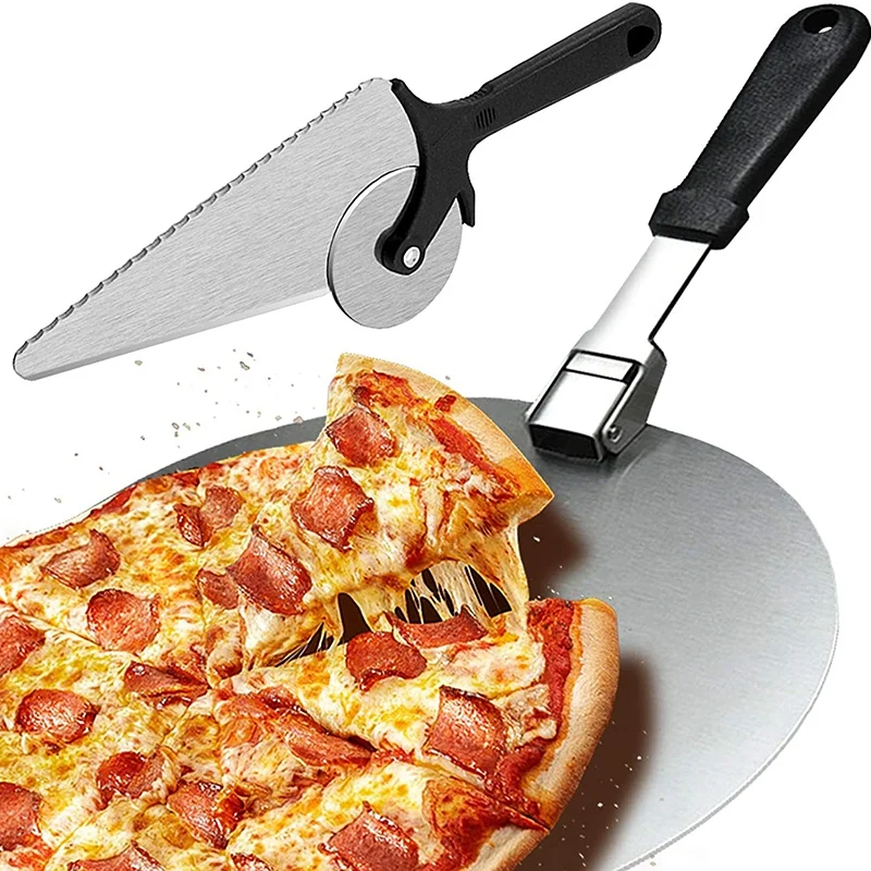 

Pizza Cutter Wheel and Pizza Peel Set of 2,10 Inch Pizza Spatula Paddle with Folding Non-Slip Handle& Pizza Slicer Kit