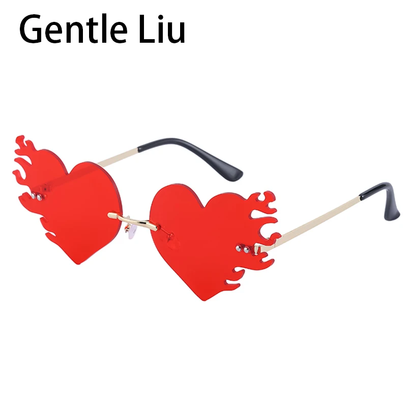 

2022 New Heart Sunglasses Women Brand Designer Funny Sun Glasses Female Retro Cool Rimless Eyeglasses Ladies UV400 Protection