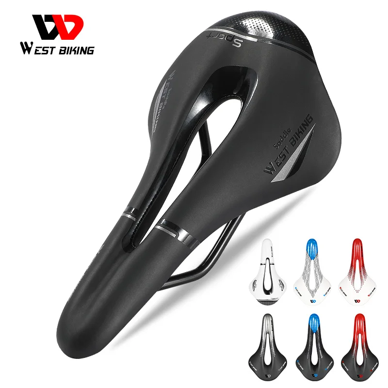 

WEST BIKING Comfortable Bicycle Saddle MTB Mountain Road Bike Seat Soft PU Leather Hollow Breathable Cushion Cycling Accessories