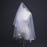 velos de noiva flower pearls wedding accessories short wedding veil one layer bridal veils