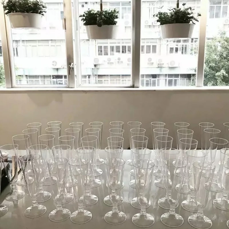 

60Pcs 150Ml Disposable Hard Plastic Champagne Glass Red Wine Glass Goblet Wine Glass Party Festival Event Supplies
