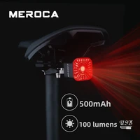 meroca 500mah bicycle rear light usb charging high brightness 100 lumens warning light mtb road bike light