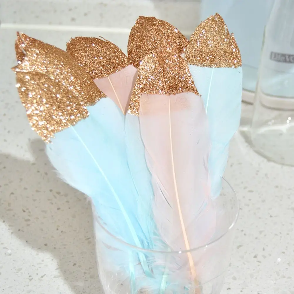 12 шт. Натуральное перо с золотым блеском Настенное подвесное украшение для