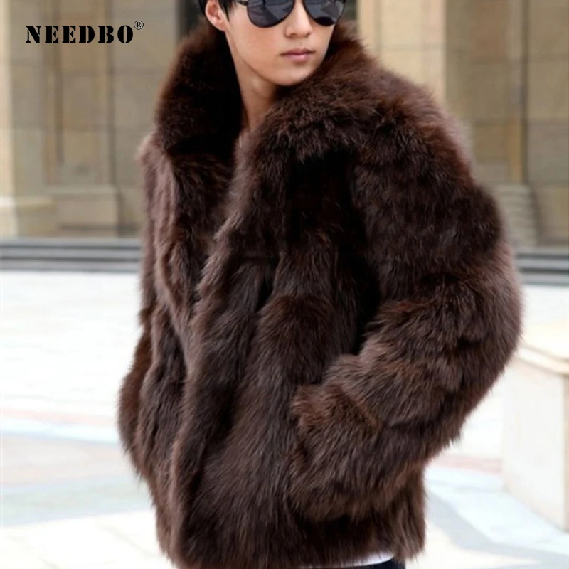 Warm Winter Jackets Men Fur Faux Fox Coat Jacket Oversize Loose Faux Fur Jacket Men Male Streetwear Thicken Outwear Overcoat