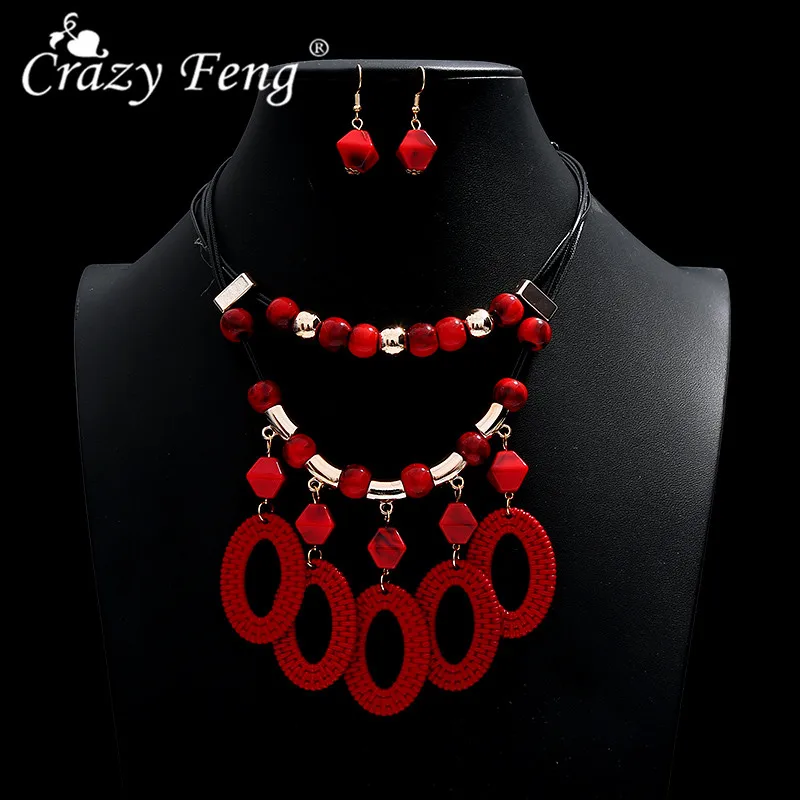 Fashion Large Choker Necklaces Earrings Set For Women Exagrated Wedding Jewelry Set Rope Chain Stateme Necklaces Amazing Price