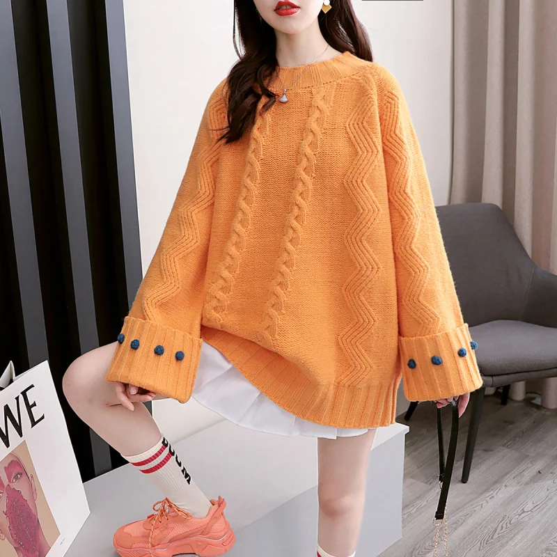 

Hsa Winter Knit Sweaters and Jumpers for Women 2020 Oversized Pullovers Yellow Pink Outwear Korean Long Knitted Tops Female