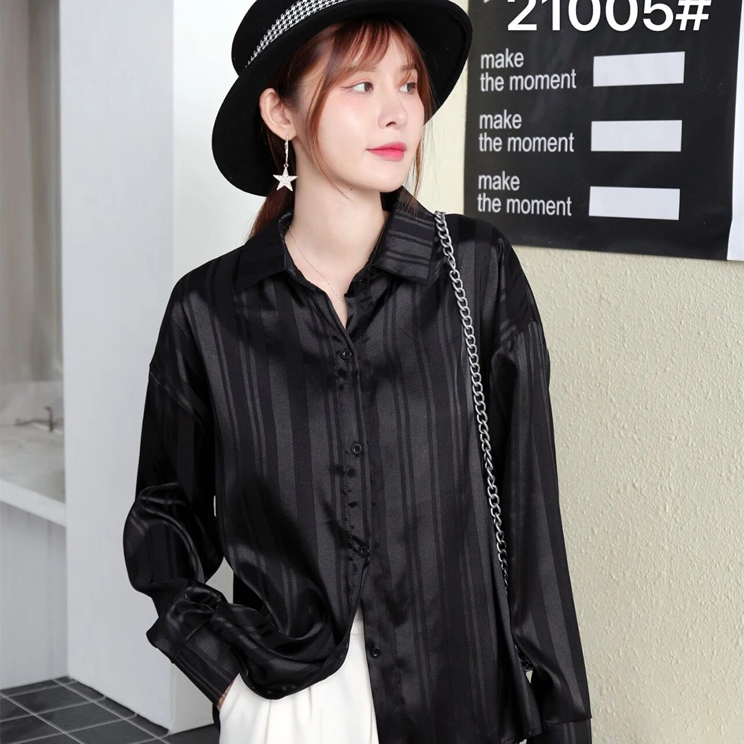 YOMING 2021 New Women's Elegant Solid Color Shirt Breathable Lady Temperament tops