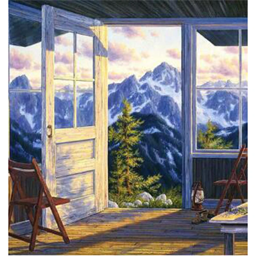 

Алмазная живопись 5D «сделай сам», квадратная/круглая алмазная живопись с пейзажем, картина с окошком и морским видом, вышивка крестиком, кар...